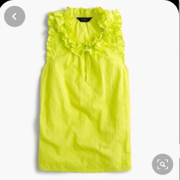 NWT J. Crew yellow ruffle swiss dot sleeveless top - Picture 3 of 8